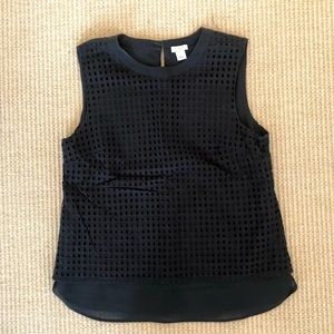 J. Crew Eyelet Shell Sleeveless Blouse in Black